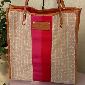 Kate Spade Line Switching Jacquard Shoppers Tote Bag